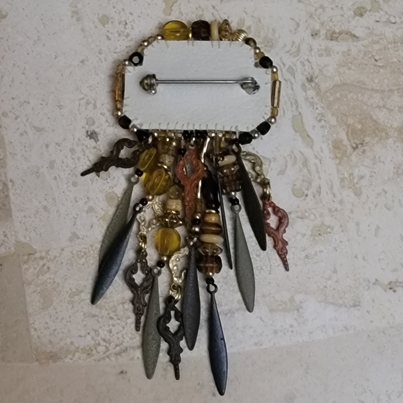 Bohemian Statement Brooch with Beads and Tassels - Picture 4 of 4